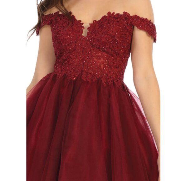 Soft Burgundy Semi-Formal Dress By May Queen MQ1663 - Picture 3 of 4
